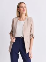 Blazer Entallado sin Cuello y Botones Metálicos