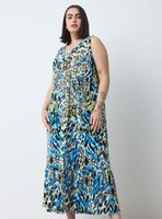 Vestido Plisado Stretch Animal Print