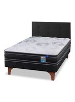 Cama Europea Seven Plus 1.5 Plazas Box + Respaldo Royal Negro