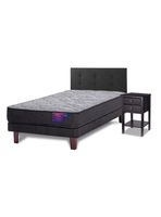 Cama Europea Therapedic Plus 1.5 Plazas Box + Respaldo Royal + Velador Rover