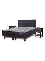 Cama Europea Therapedic Plus 2 Plazas Box Base Dividida + Respaldo Modern + Velador Rover