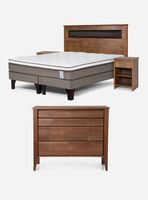 Cama Europea Style 6 Base Dividida 2 Plazas + Set de Muebles