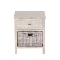 Velador Madera Mindi 1 Cajón + 1 Canasto