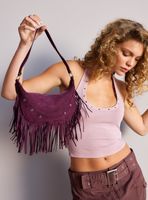 Cartera de Hombro Flecos y Ojetillos