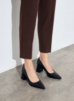 Zapato Formal Taco Acampanado Cuero Mujer