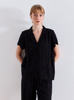 Pijama Manga Corta con Aplicación Calada Broderie