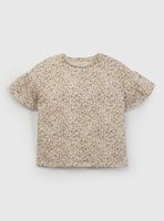 Polera Estampado Mini Flores con Vuelos en Manga