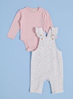 Conjunto Jardinera con Vuelos y Body de Algodón