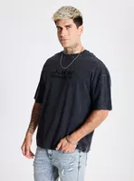 Polera Loose Fit Lavado Gravillado Bordado Delantero