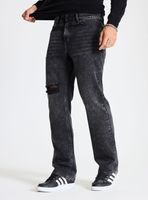 Jeans Relaxed Lavado Gravillado con Rotura en Rodilla