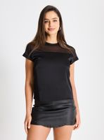 Polera Holgada de Satín y Malla con Tachitas