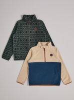 Polerón Polar Bipack Estampado y Color Block Medio Cierre