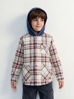 Camisa con Capucha Color Check Capucha Algodón