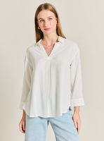 Blusa Cuello V Camisero Estampada Rayas