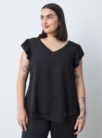Blusa con Brillos y Manga Mariposa