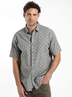 Camisa Manga Corta Textura Palmeras Algodón Orgánico