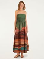 Vestido Largo Strapless Diseño Paisaje