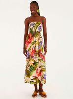 Vestido Midi Strapless Panal Diseño Floral