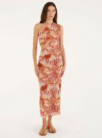 Vestido Midi Escote Asimétrico Diseño Caracoles de Mar