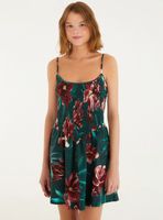 Vestido Corto con Fruncido Tipo Panal Diseño Floral