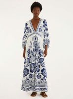 Vestido Largo con Mangas Aglobadas Diseño Floral