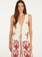 Vest con Amarras Delanteras Diseño Floral