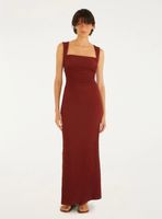 Vestido Largo Ajustado Escote Cuadrado