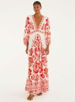 Vestido Escote V Mangas Aglobadas Diseño Floral