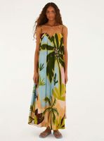 Maxi Vestido Escote Corazón Diseño Palmeras