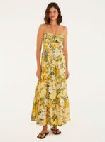 Vestido Midi Detalle Lazo y Diseño Floral