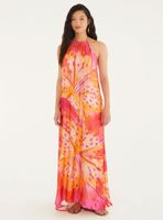 Vestido Fluido con Cuello Halter Diseño Floral