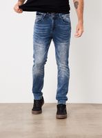 Jeans Skinny Oscuro Lavado Contrastado