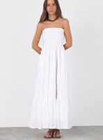 Vestido Largo Strapless White Colección Josefa Saez