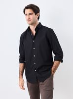 Camisa Manga Larga Texturada Algodón