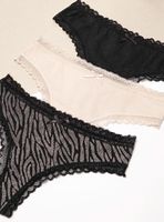 Pack 3 Culotte Liso y Animal Print con Encaje en Caja