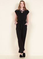 Enterito Manga Corta Escote V con Lazo en Cintura