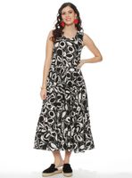 Vestido sin Manga Estampado Escote Redondo