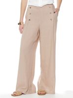 Pantalón Lino Wide Leg Tiro Alto con Botones