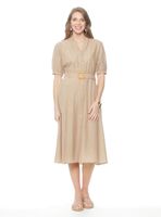 Vestido Color Sólido con Botones Delanteros