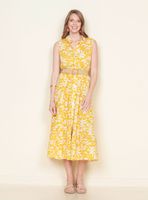 Vestido Maxi Estampado Abotonado con Cinturón