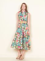 Vestido Estampado Floral Abotonado con Cinturón