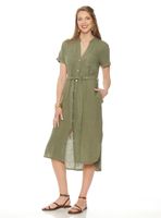 Vestido Camisero Abotonado de Lino