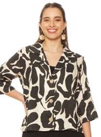 Chaqueta Manga 3/4 Lino Estampado Abotonada N Delantero