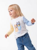 Polera Mangas Bicolor Estampada Bluey y Bingo