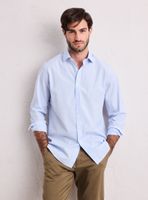 Camisa Algodón Líneas Bicolor Manga Larga