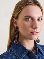 Aros Cascada de Mostacillas Diseño Flor