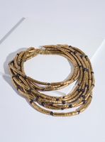 Collar Correa Múltiple con Mostacillas Doradas y Negras