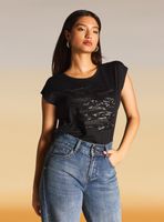 Polera Aplicación de Brillante en el Delantero