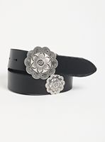 Cinturón de Cuero con Hebilla Diseño Flor