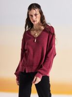 Sweater Waffle de Manga Larga Relajado